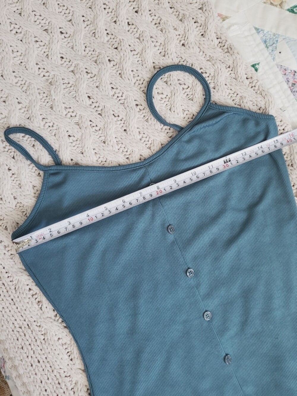Sleeveless Cadet Teal Button-Front Ribbed Ankle Dress - Picture 7 of 9